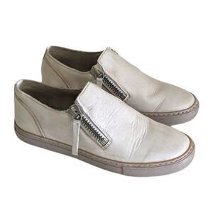 Diesel Vintage Washed Leather Sneakers Women's 37 Cream